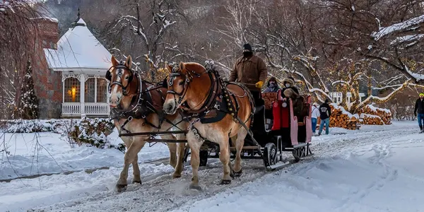 Winter sleigh rides are a fun holiday activity in the White Mountains.